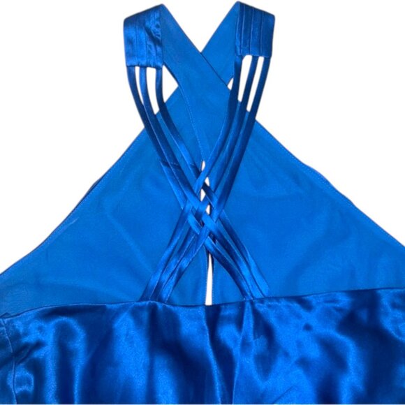 Veronica Beard Silk Halter Top Royal Sky Blue Sleeveless Designer Blouse XS - Picture 8 of 11